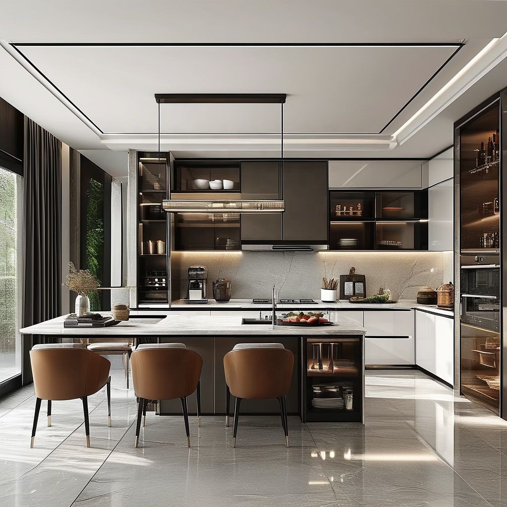 Fashionable European Kitchen Cupboards with Fashionable Joinery and Sensible Luxurious Equipment for Villas