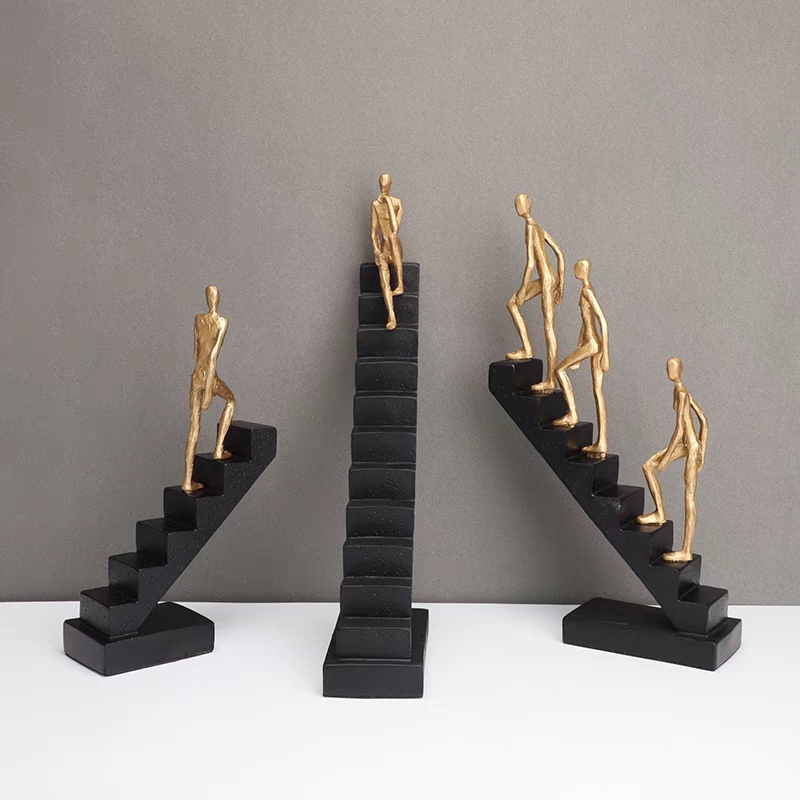 Luxurious Trendy Gold Figurine Staircase Ornaments for Excessive-Finish House Decor