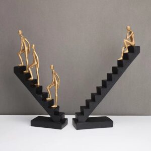 Luxurious Trendy Gold Figurine Staircase Ornaments for Excessive-Finish House Decor