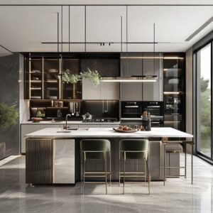 Fashionable European Kitchen Cupboards with Fashionable Joinery and Sensible Luxurious Equipment for Villas