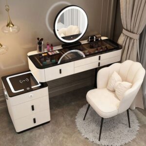 NOVA Sensible Furnishings Trendy Multi-Purposeful Princess Self-importance Set with Mirror, Chair, and Facet Cupboard